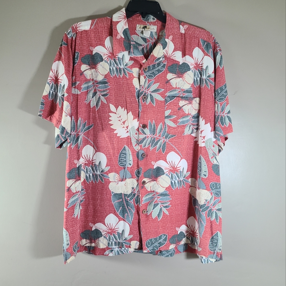 Joe Marlin leaf print Casual Button front Men's Hawaiian shirt Size XXL